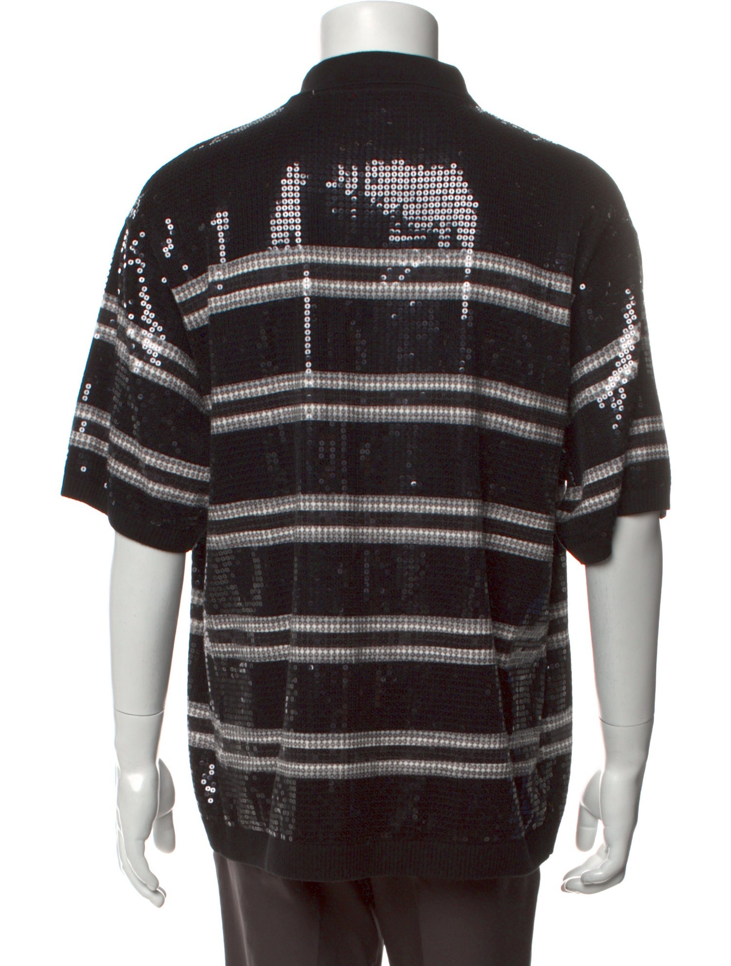 Supreme 2023 Sequin Stripe Zip Polo Shirt - Black Polos, Clothing