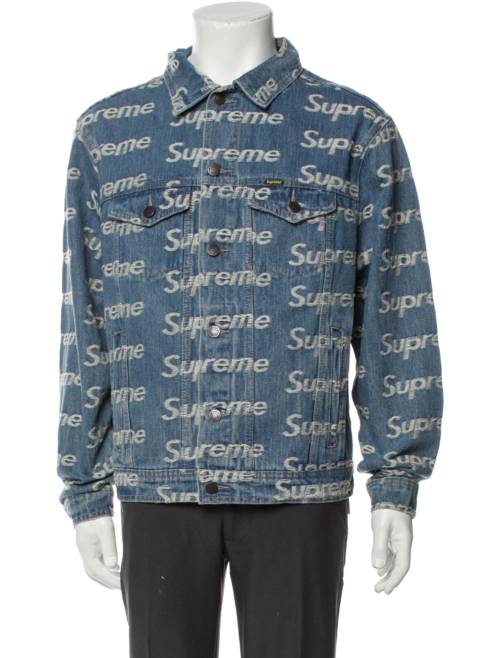 Frayed Logos Denim Trucker Jacket blue 