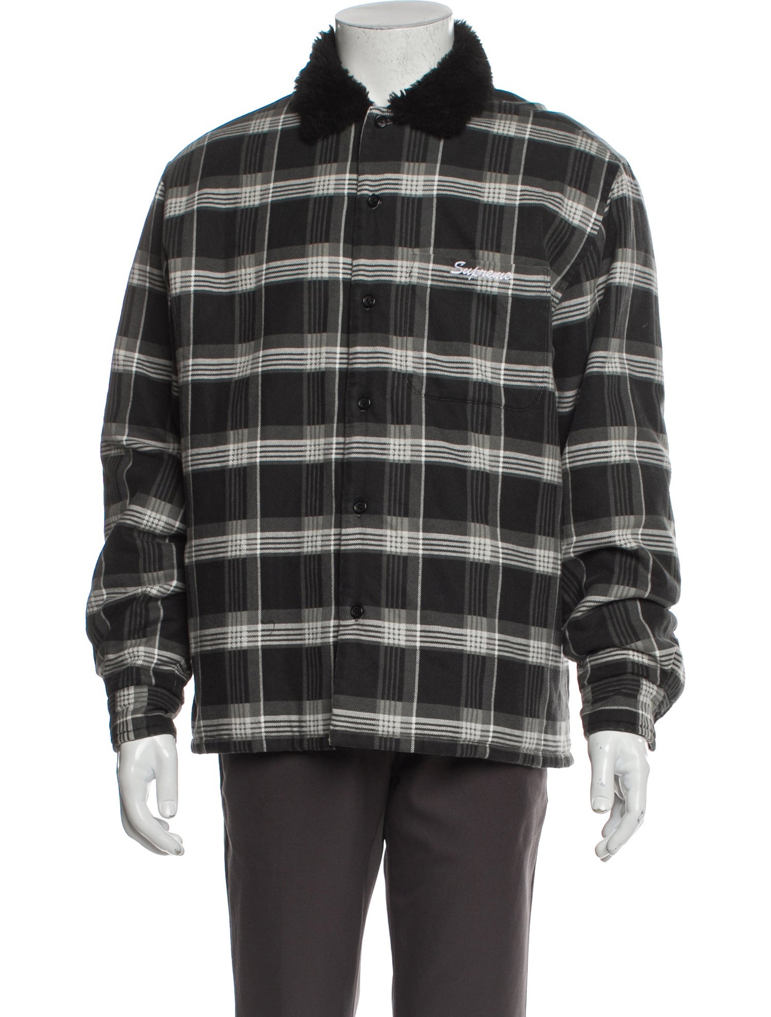 Supreme Faux Fur Collar Flannel Shirt ストア Supreme Faux Fur
