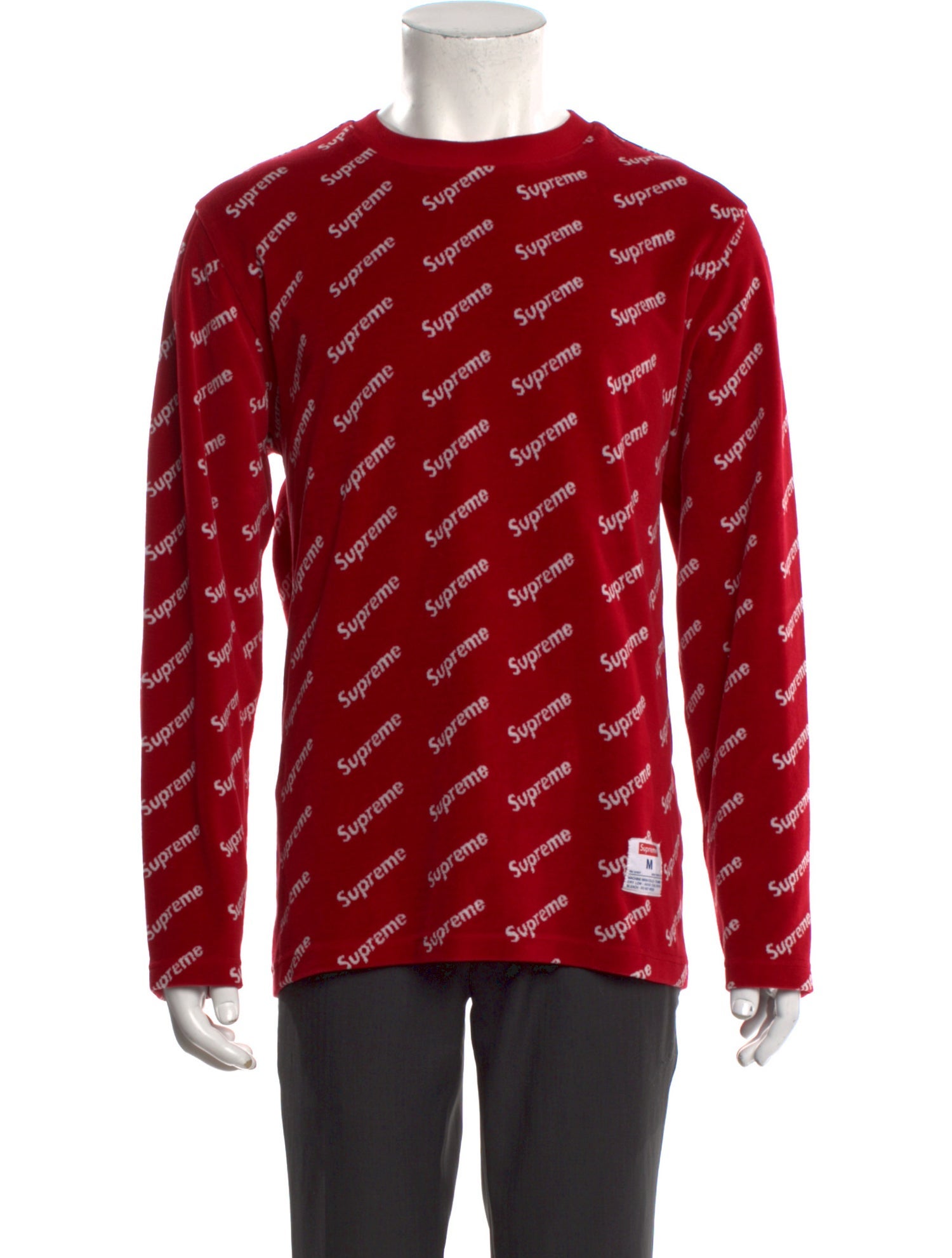 supreme Velour Diagonal Logo L/S Top