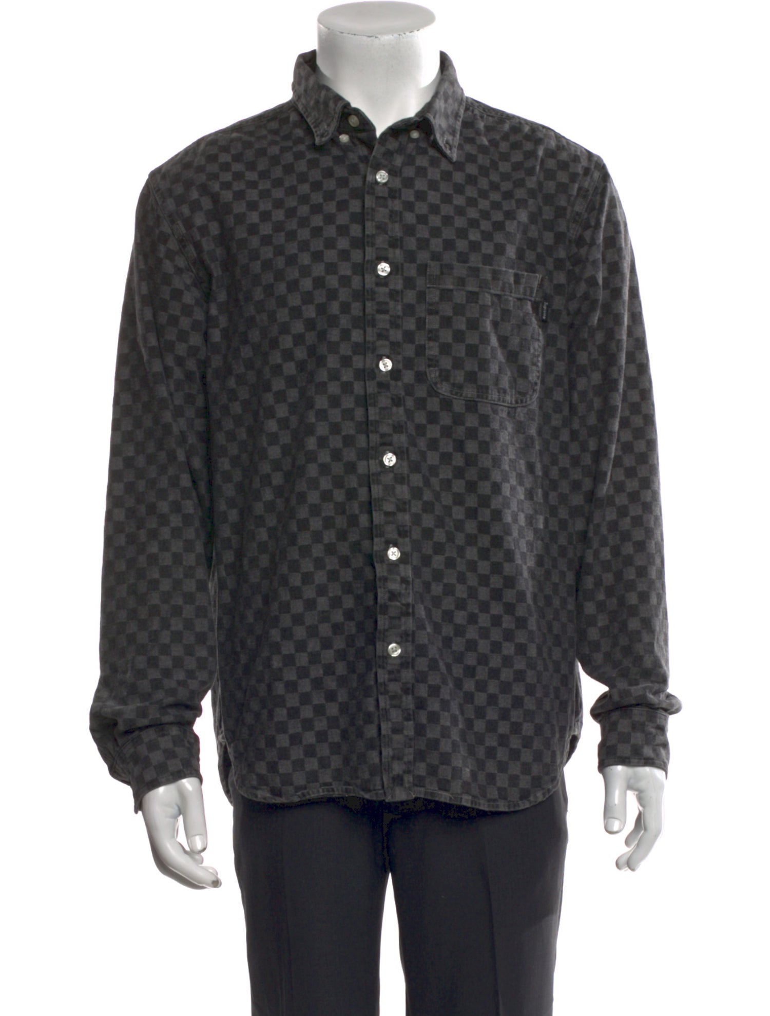 Supreme Checkered Denim Long Sleeve Shirt