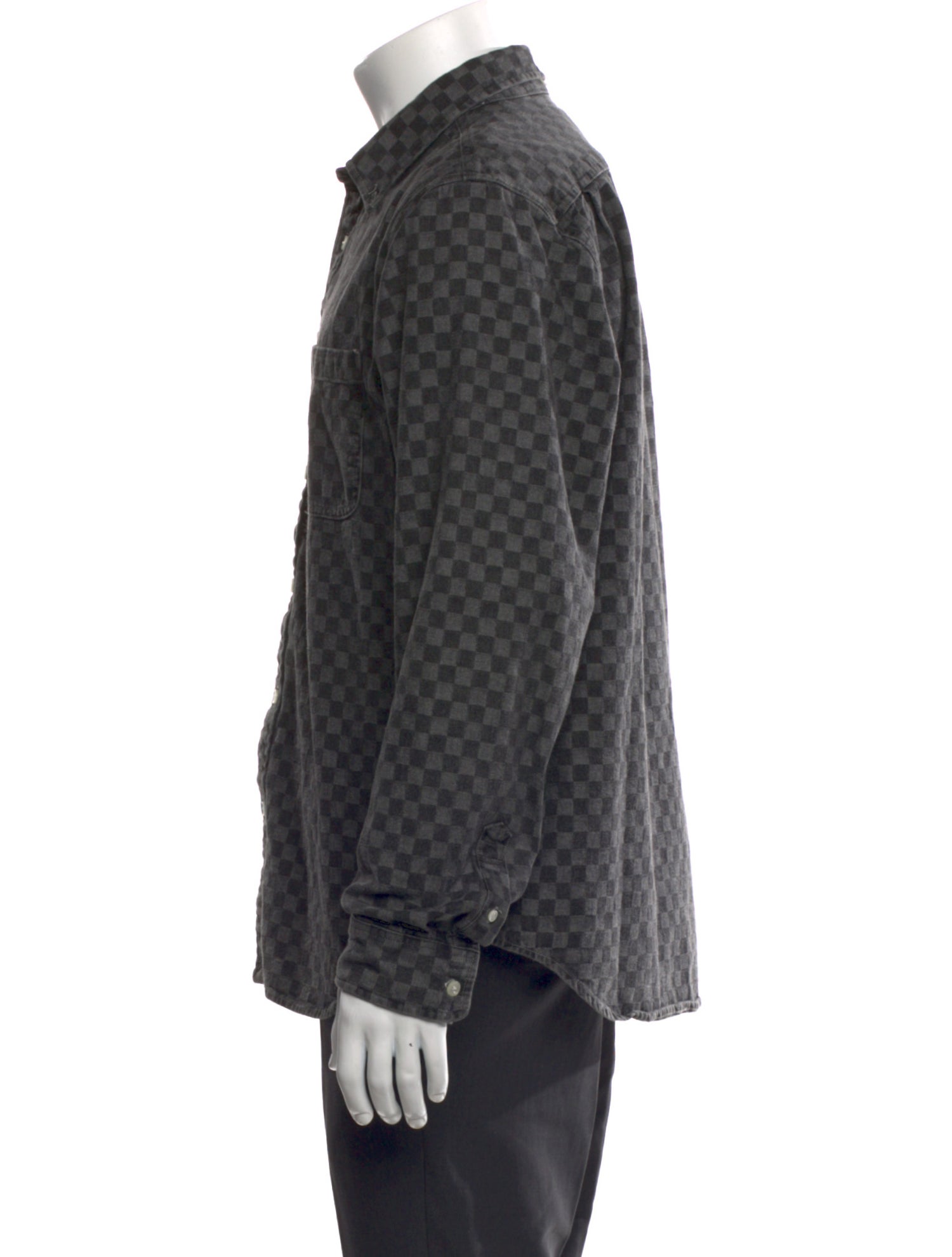 Supreme Checkered Denim Long Sleeve Shirt