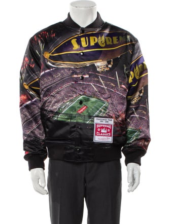 Supreme x Mitchell & Ness 2022 Stadium Satin Varsity Denim Jacket