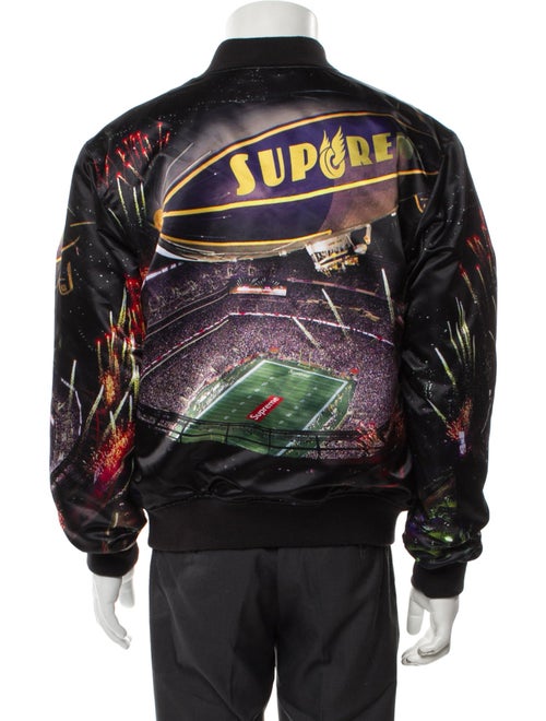 Supreme x Mitchell & Ness 2022 Stadium Satin Varsity Denim Jacket