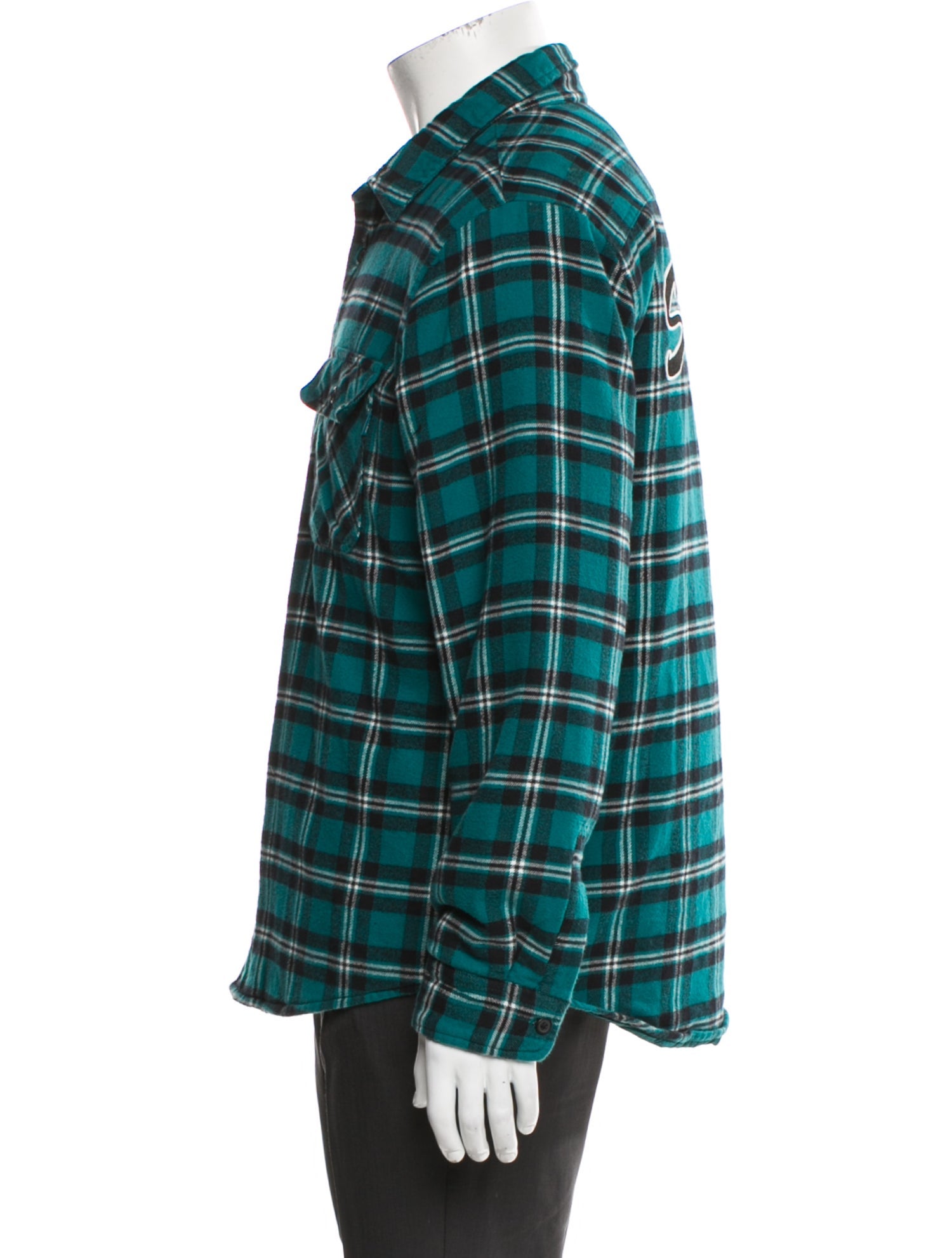 Supreme 2019 Arc Logo Quilted Flannel Shirt Trucker Jacket