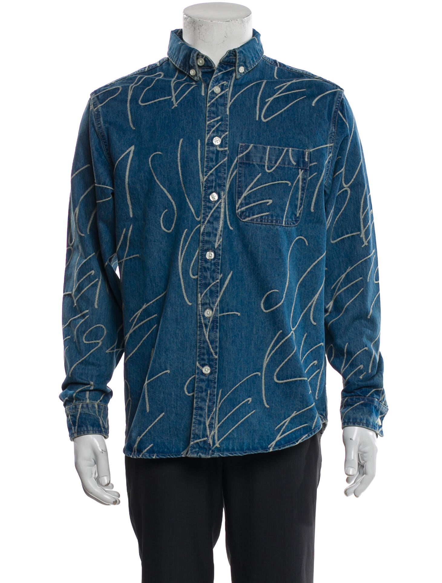 Supreme 2023 Handwriting Jacquard Denim Shirt