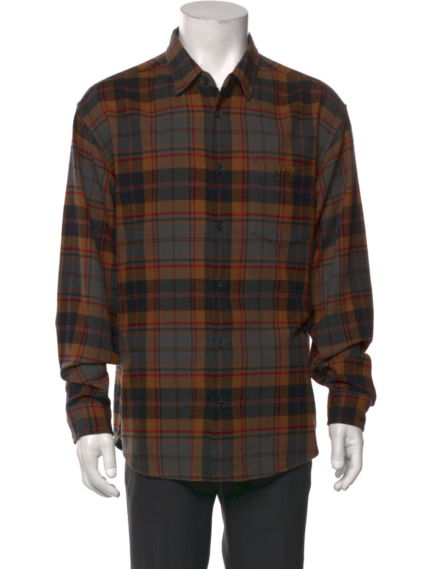 Supreme Classic Logo Flannel Plaid Print Shirt