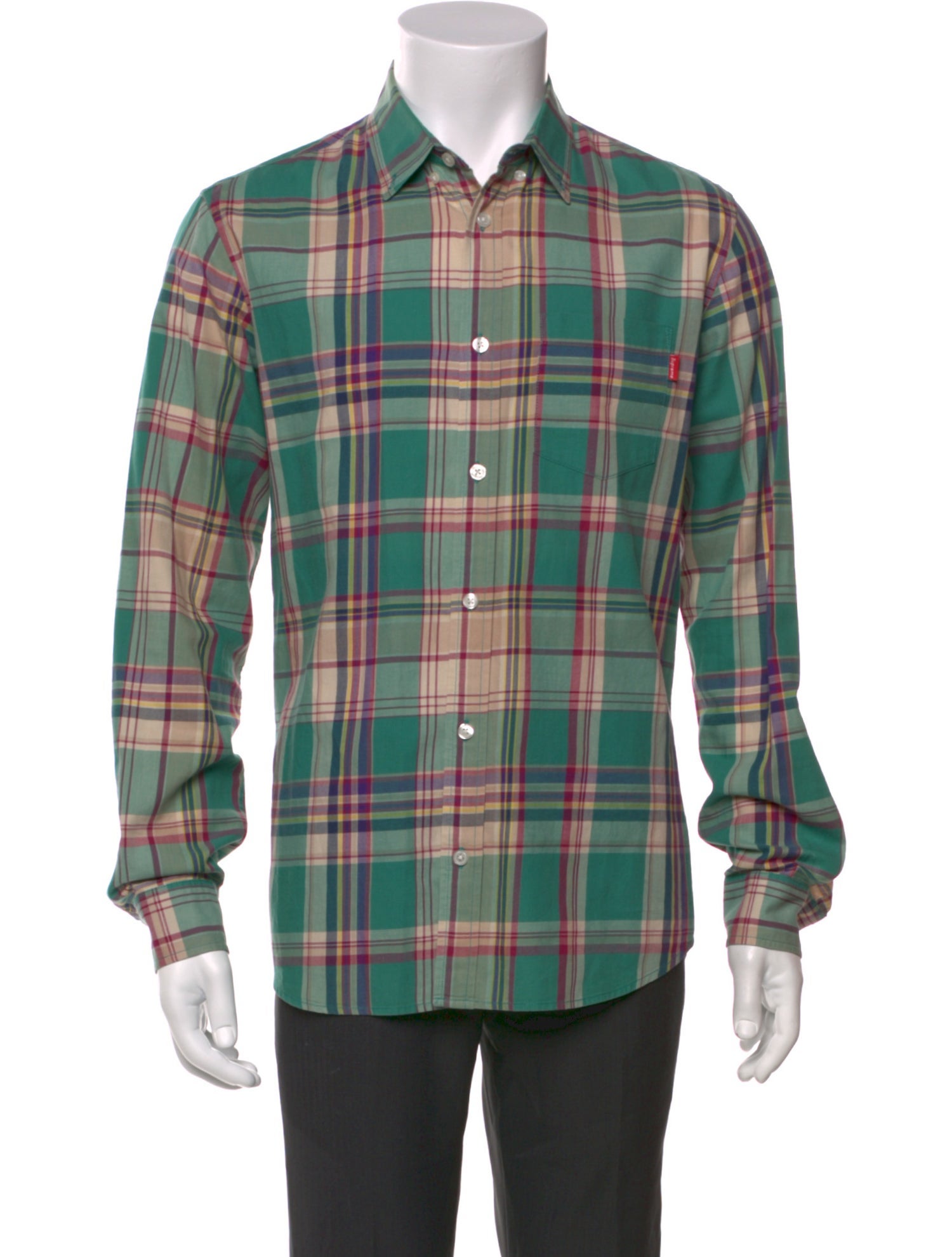 Supreme Plaid Print Long Sleeve Shirt