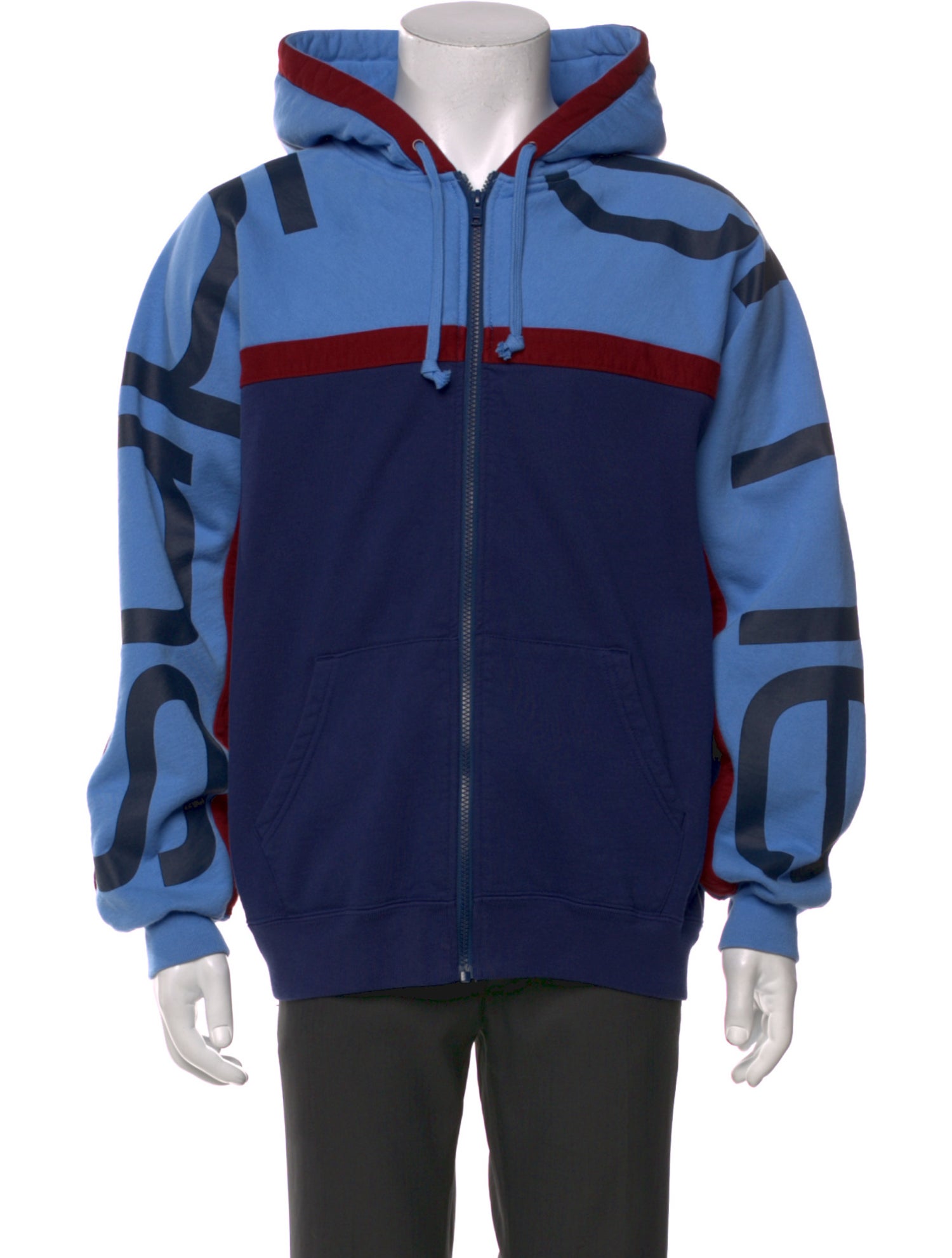 Supreme Colorblock Pattern Open Front Hoodie