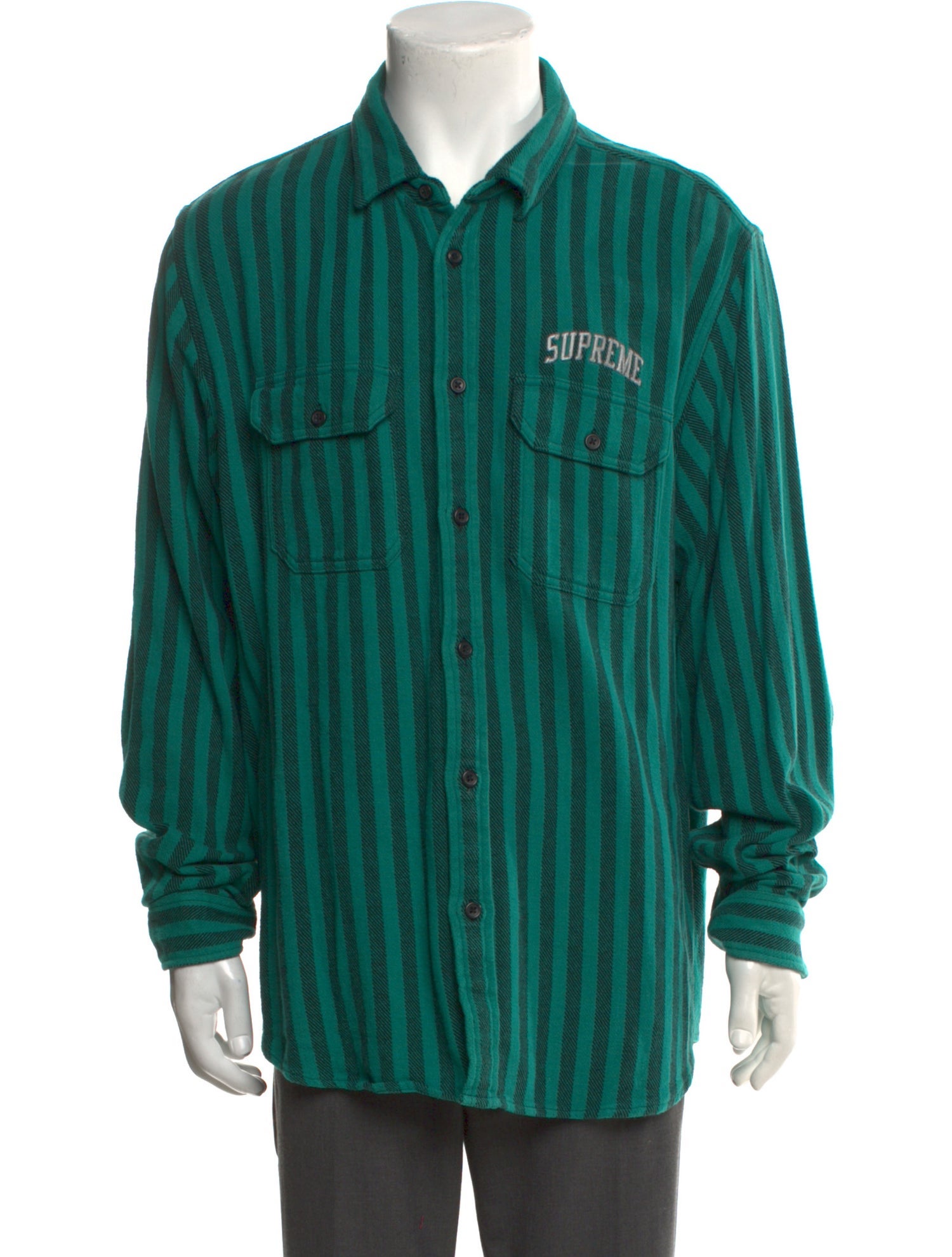 Supreme 2018 Striped Denim Shirt