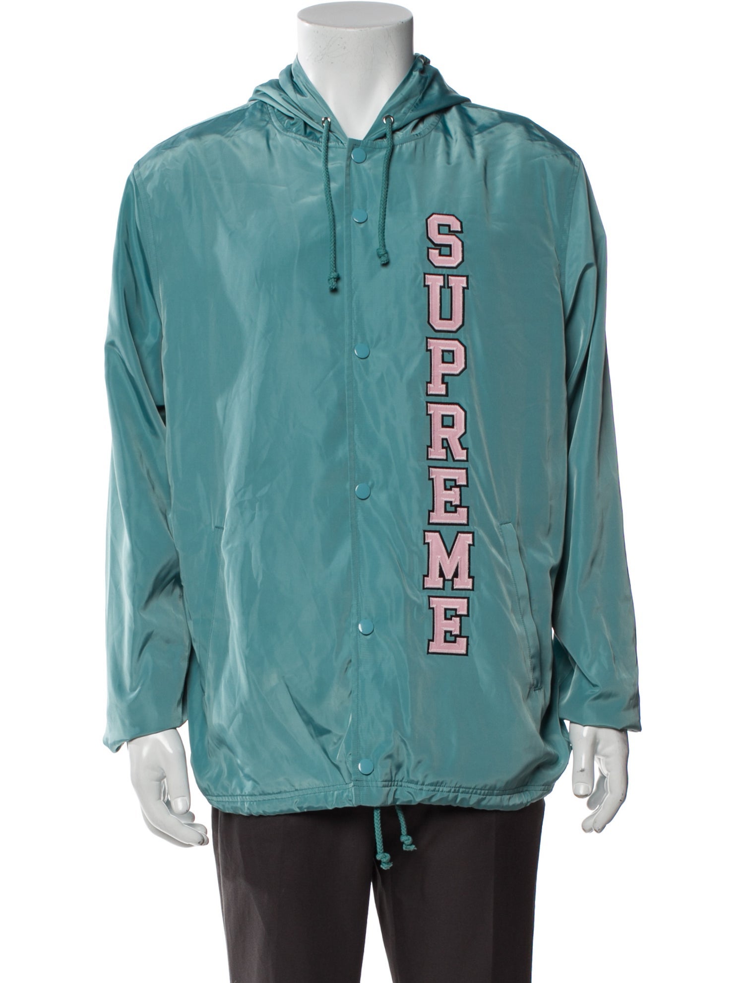 Supreme 2017 Vertical Logo Hooded Coaches Windbreaker