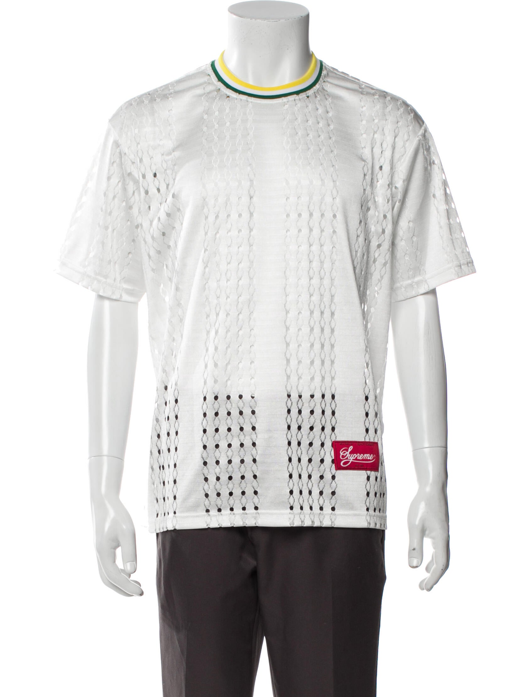 Supreme Perforated Stripe Warm Up Graphic Print T-Shirt