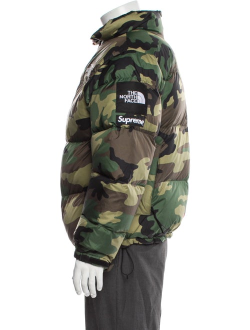 Supreme Split Nuptse Camouflage Print Puffer Coat