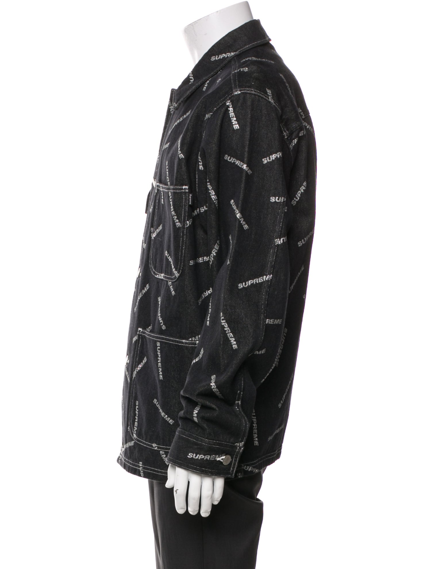 Supreme Denim Logo Chore Printed Utility Jacket