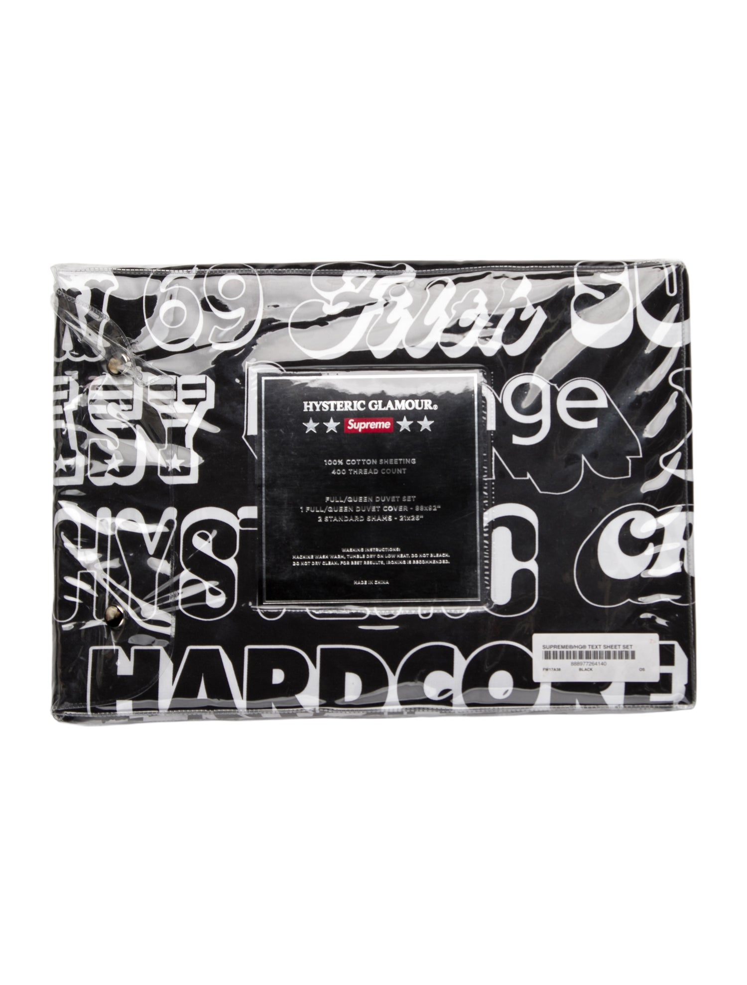 Supreme 2017 Hysteric Glamour Text Sheet Set w/ Tags