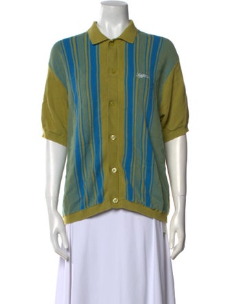 Supreme Striped Short Sleeve Button-Up Top