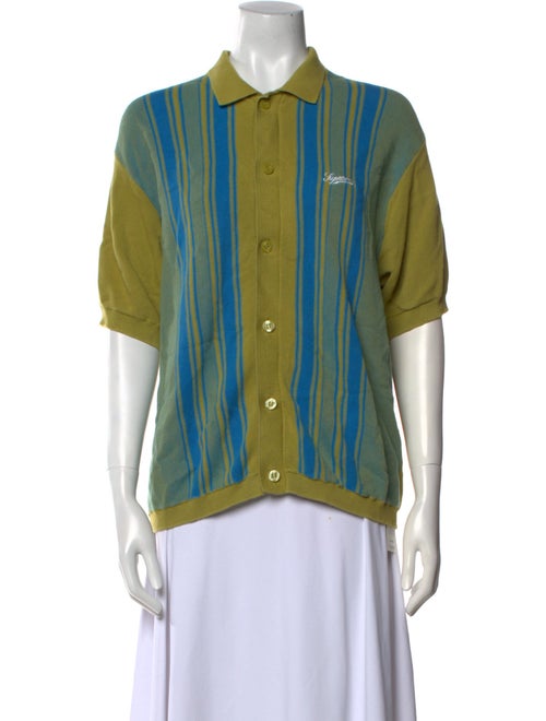 Supreme Striped Short Sleeve Button-Up Top