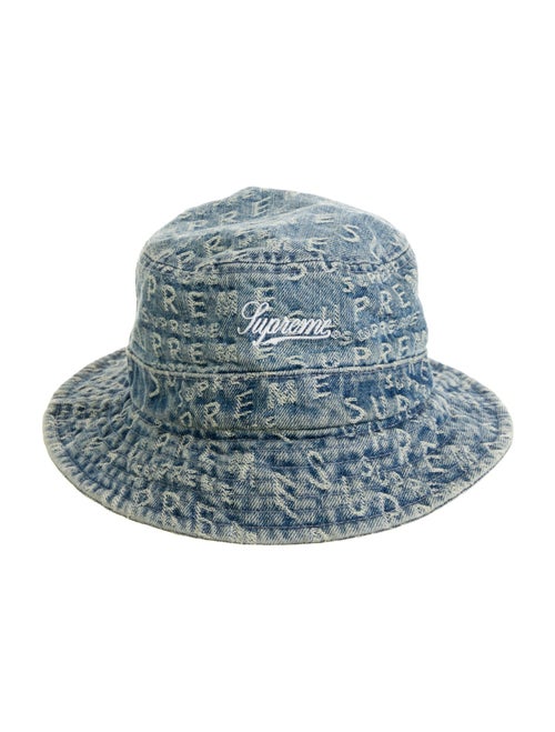 Supreme Jacquard Logos Denim Crusher Bucket Hat