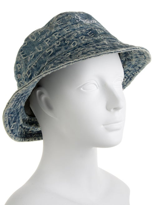 Supreme Jacquard Logos Denim Crusher Bucket Hat