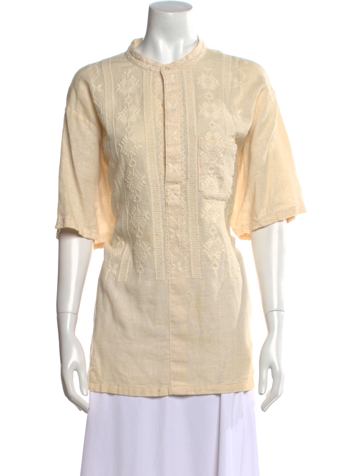 Supreme Mock Neck Short Sleeve Blouse