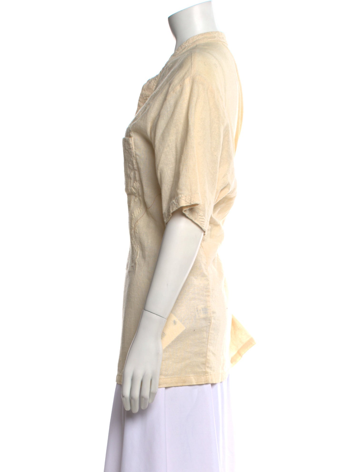 Supreme Mock Neck Short Sleeve Blouse