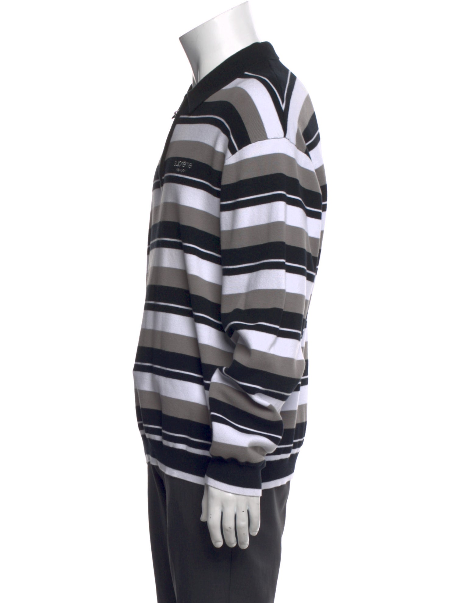 Supreme 2024 Stripe Zip Polo Shirt