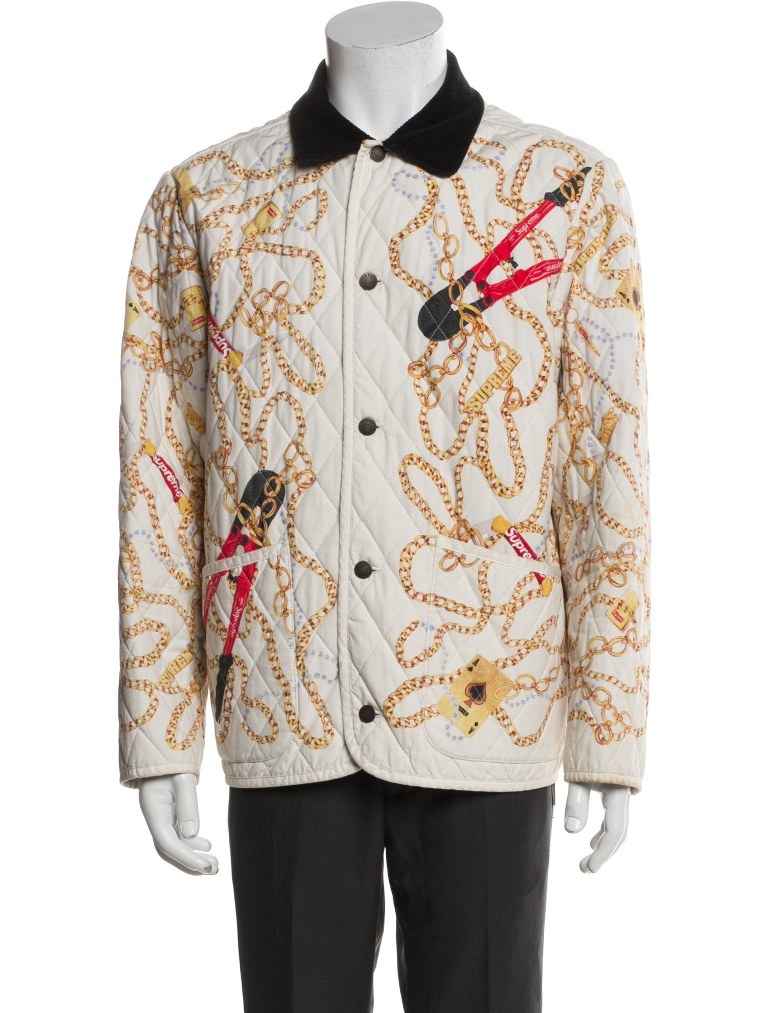 Supreme 2020 Chains Quilted Denim Jacket