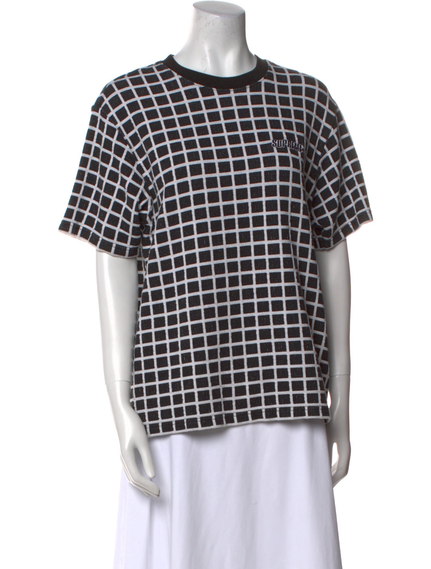 Supreme Plaid Print Crew Neck T-Shirt