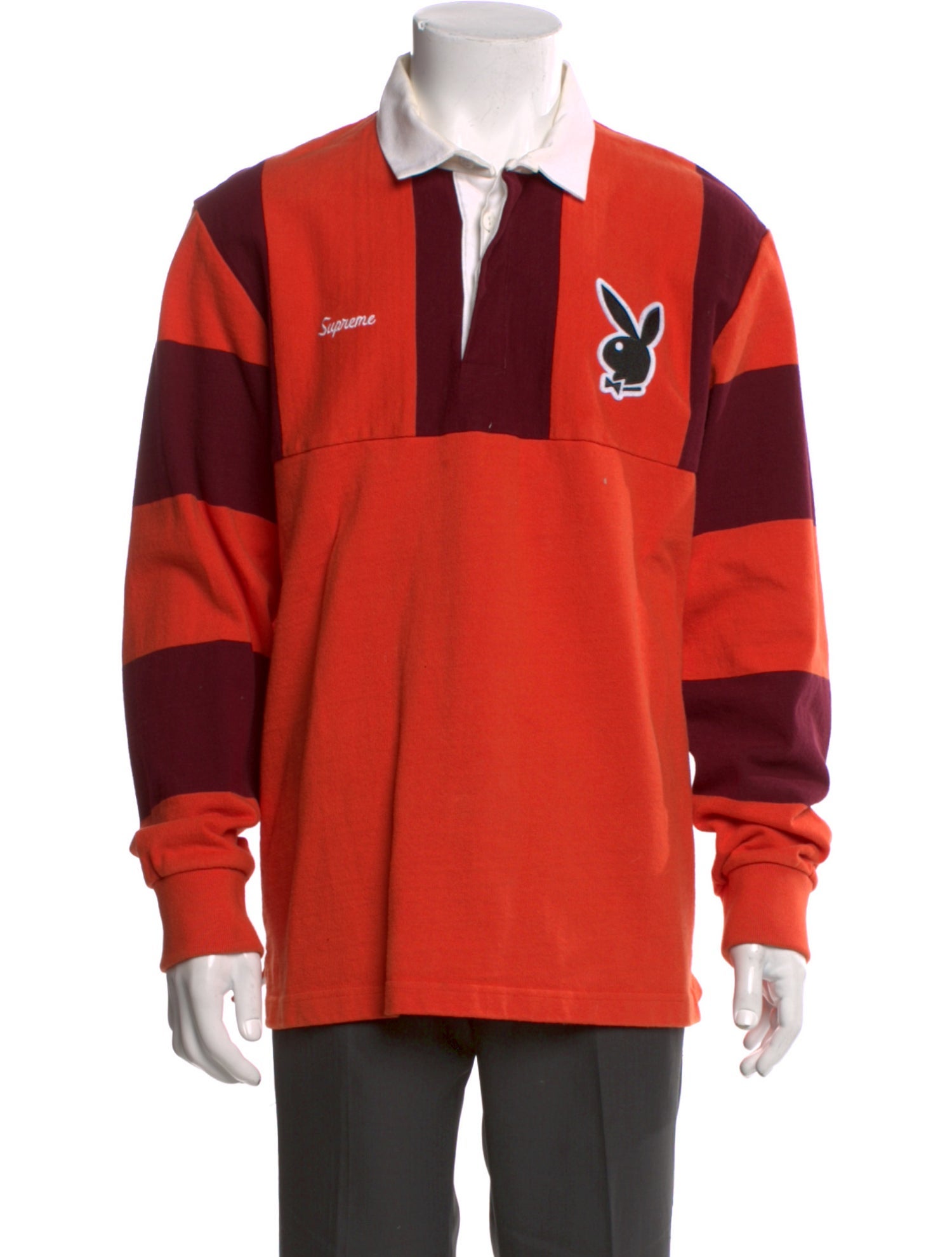 Supreme Playboy Rugby Colorblock Pattern Polo Shirt