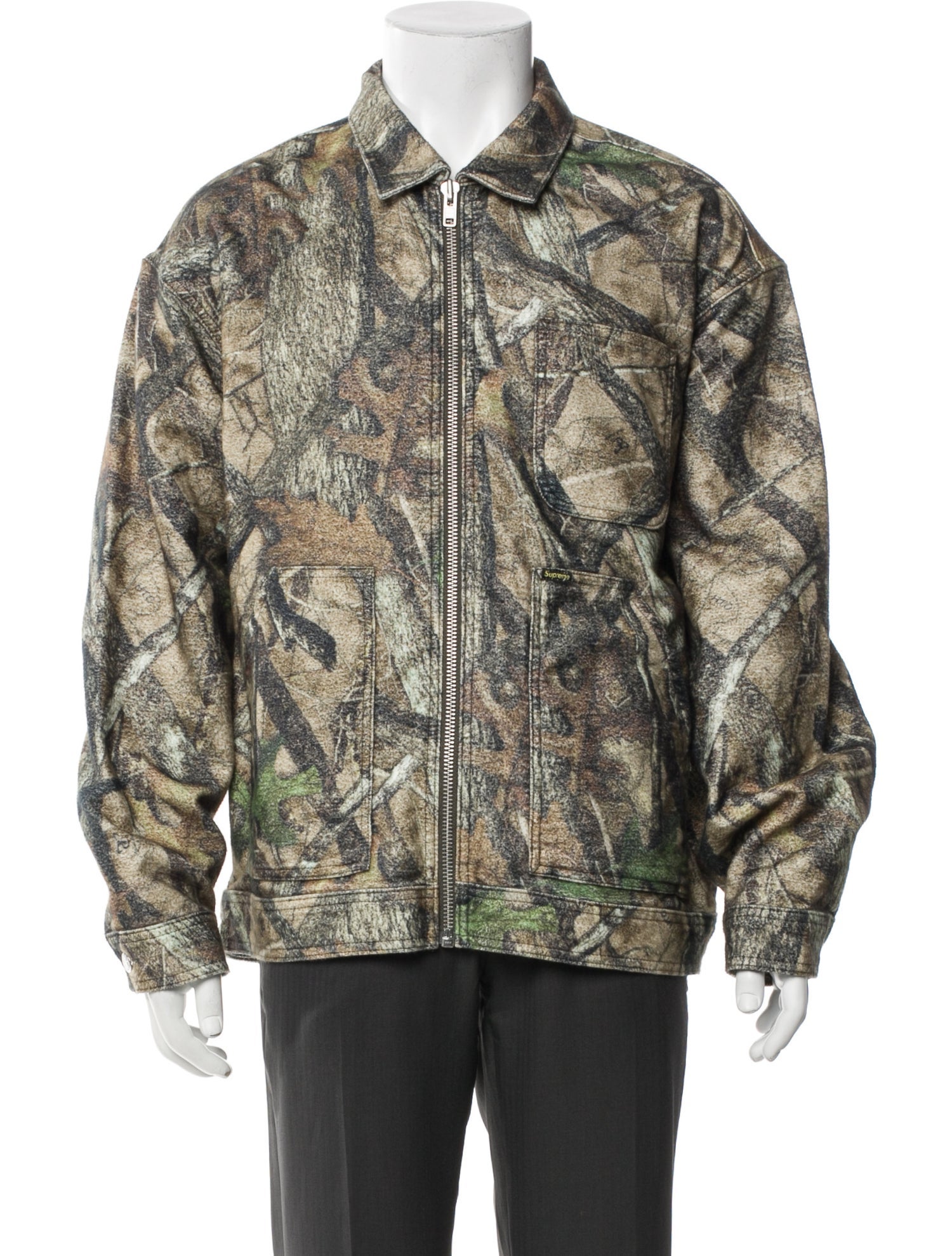 Supreme Moleskin Work Jacket Plaid Print Moto Jacket