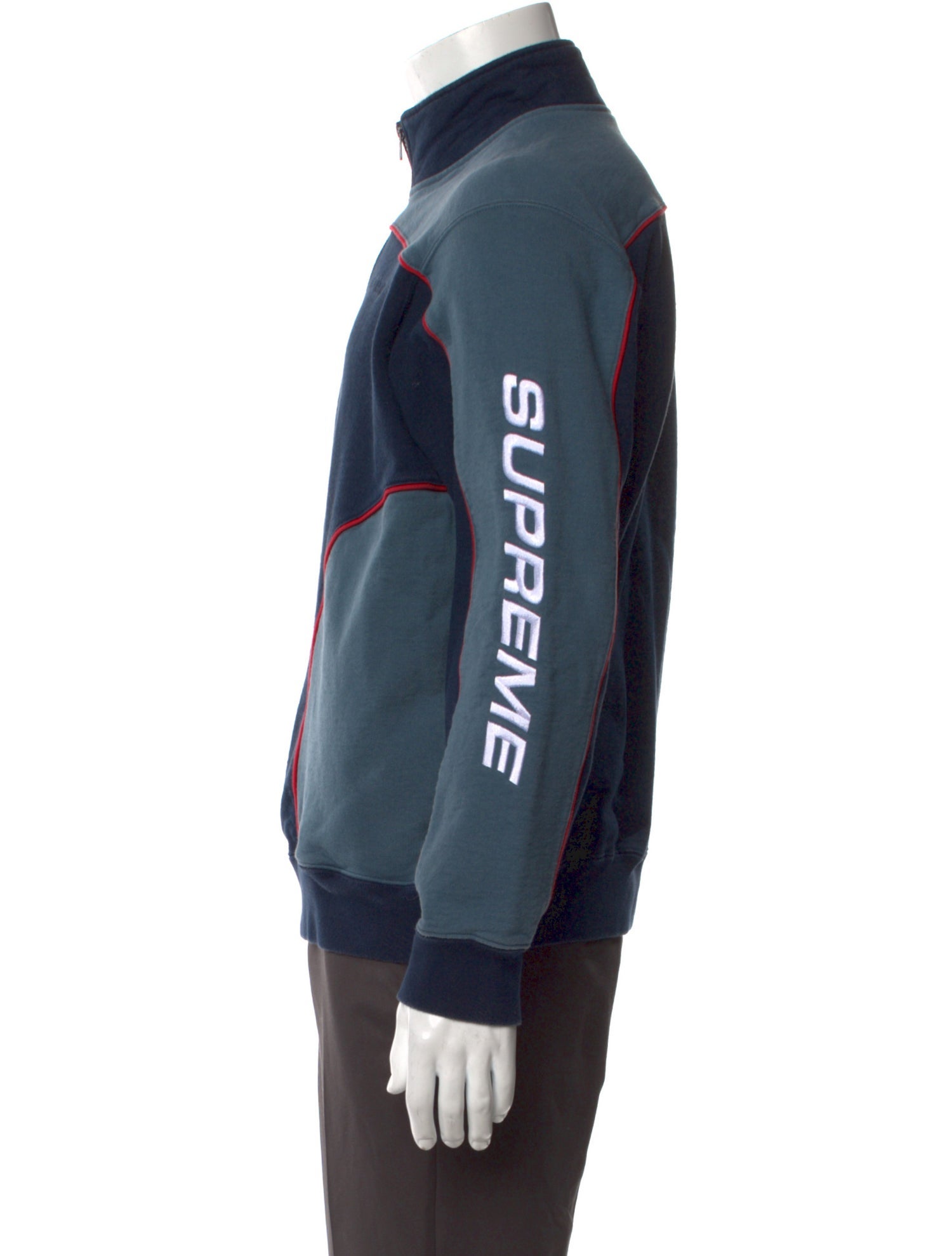Supreme Colorblock Pattern Turtleneck Polo Sweater
