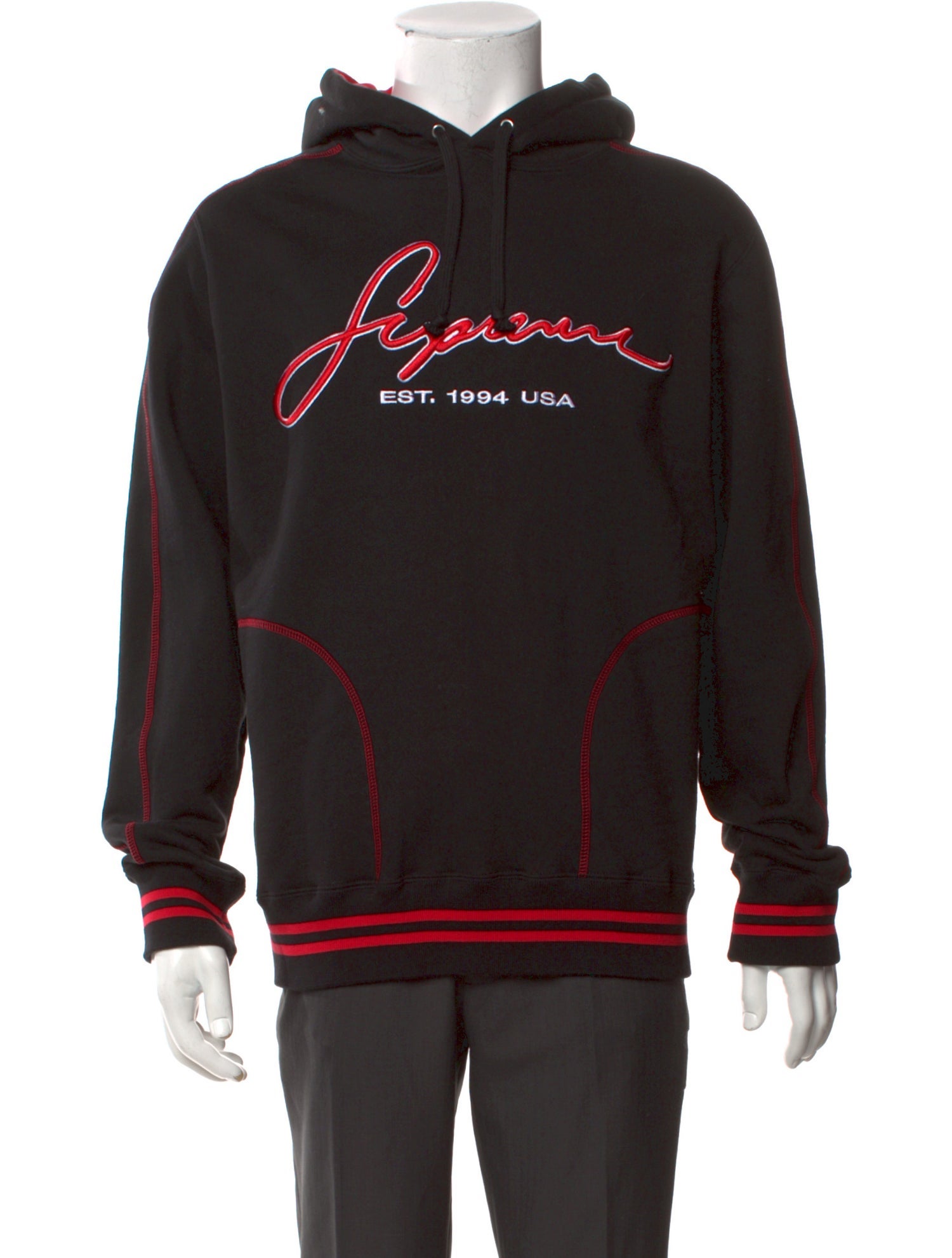 Supreme Contrast Embroidered Graphic Print Hoodie