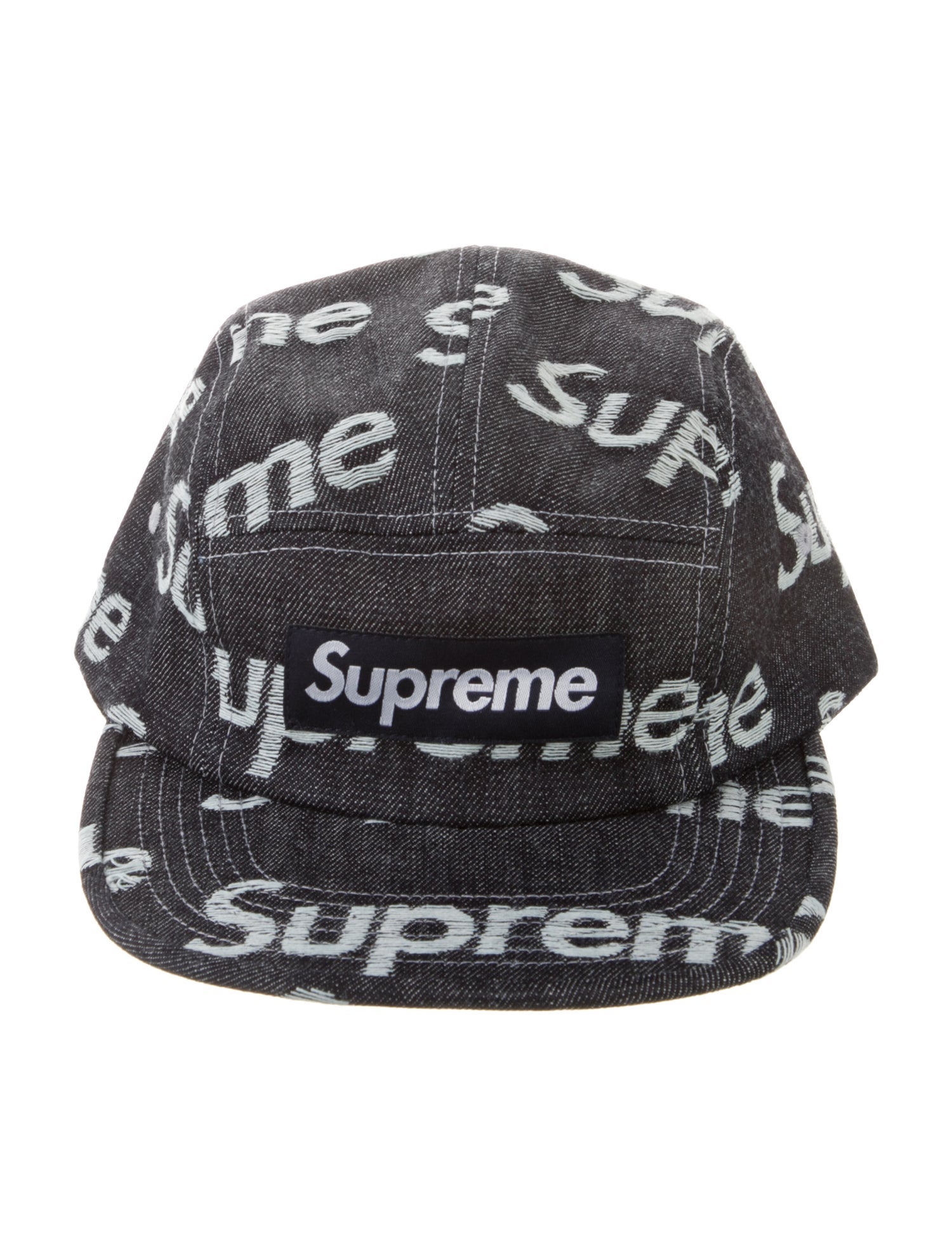 Supreme Jacquard Logos Denim Camp Hat