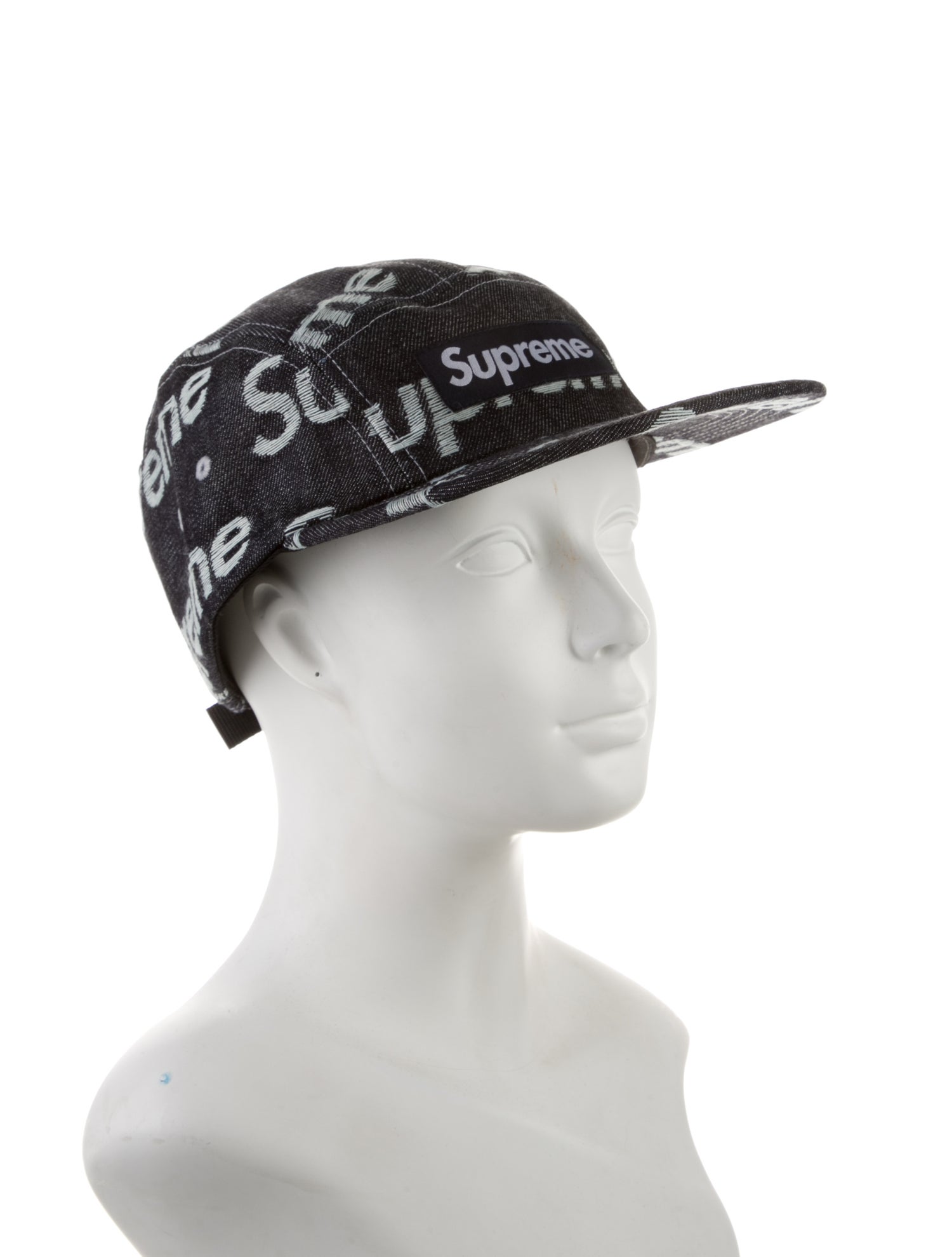 Supreme Jacquard Logos Denim Camp Hat