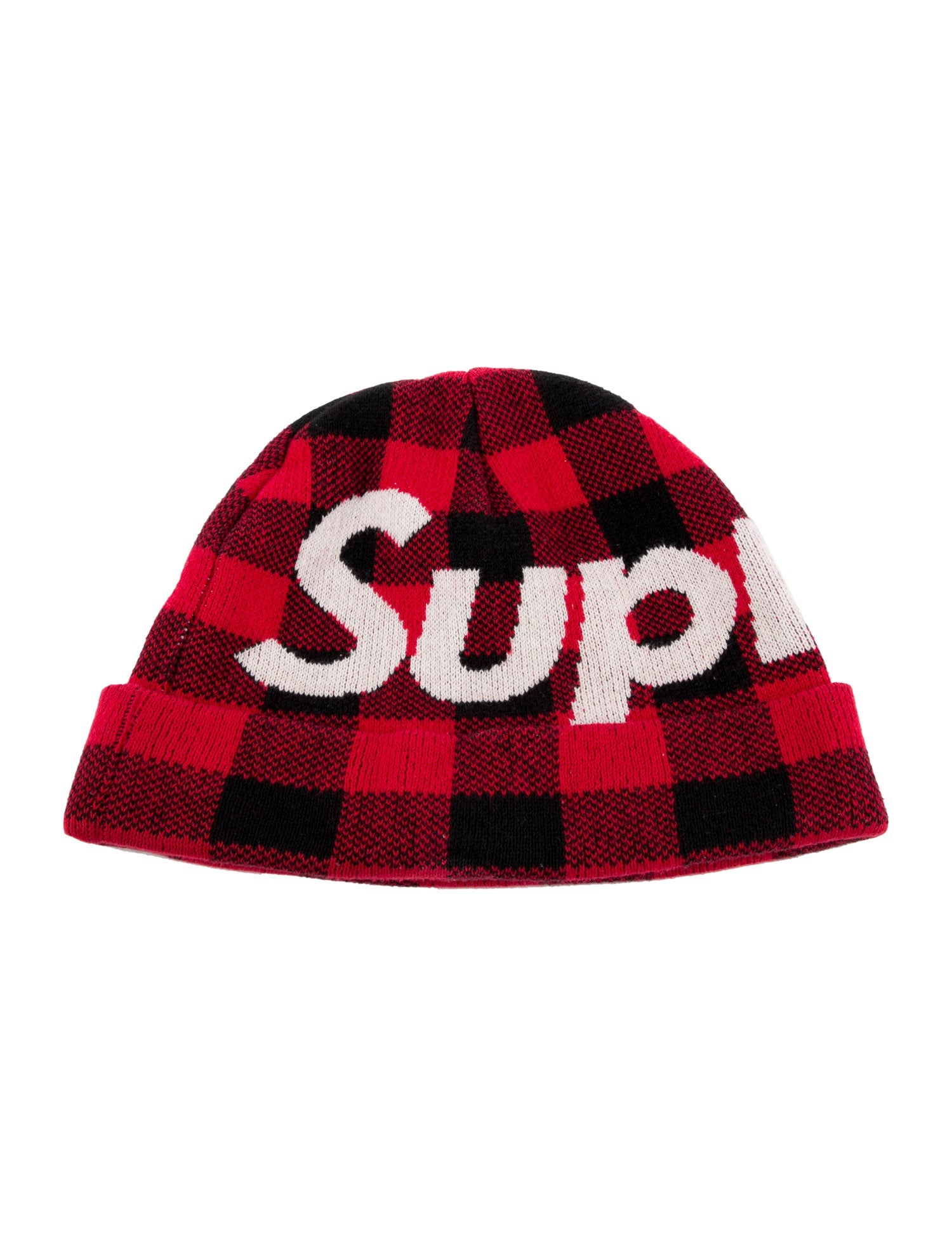 Supreme Big Logo Plaid Beanie