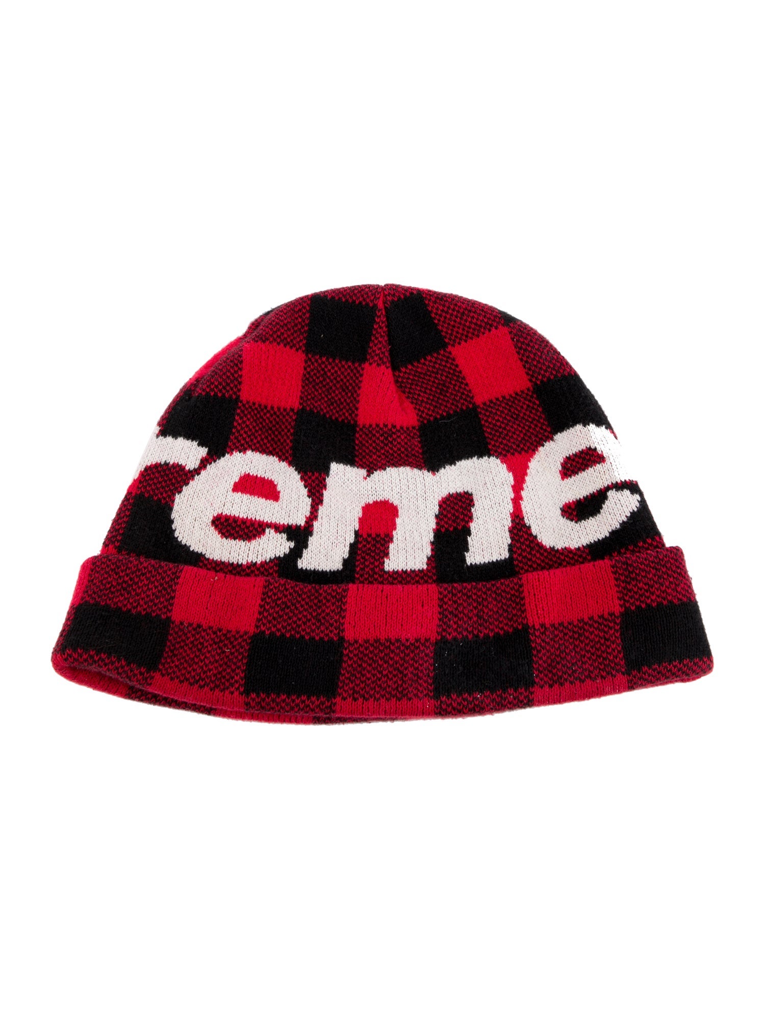 Supreme Big Logo Plaid Beanie