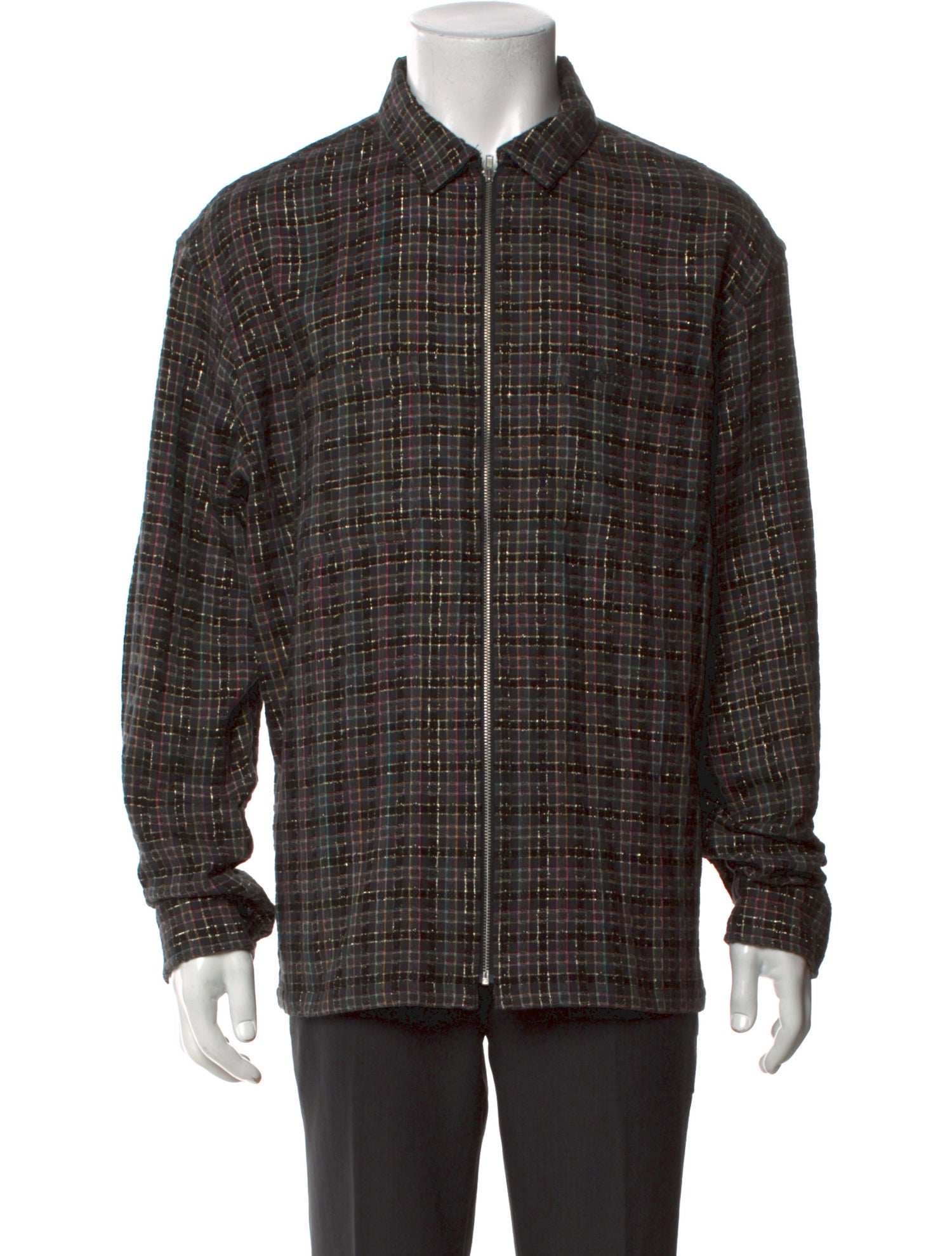 Supreme 2025 Metallic Plaid Zip Up Shirt