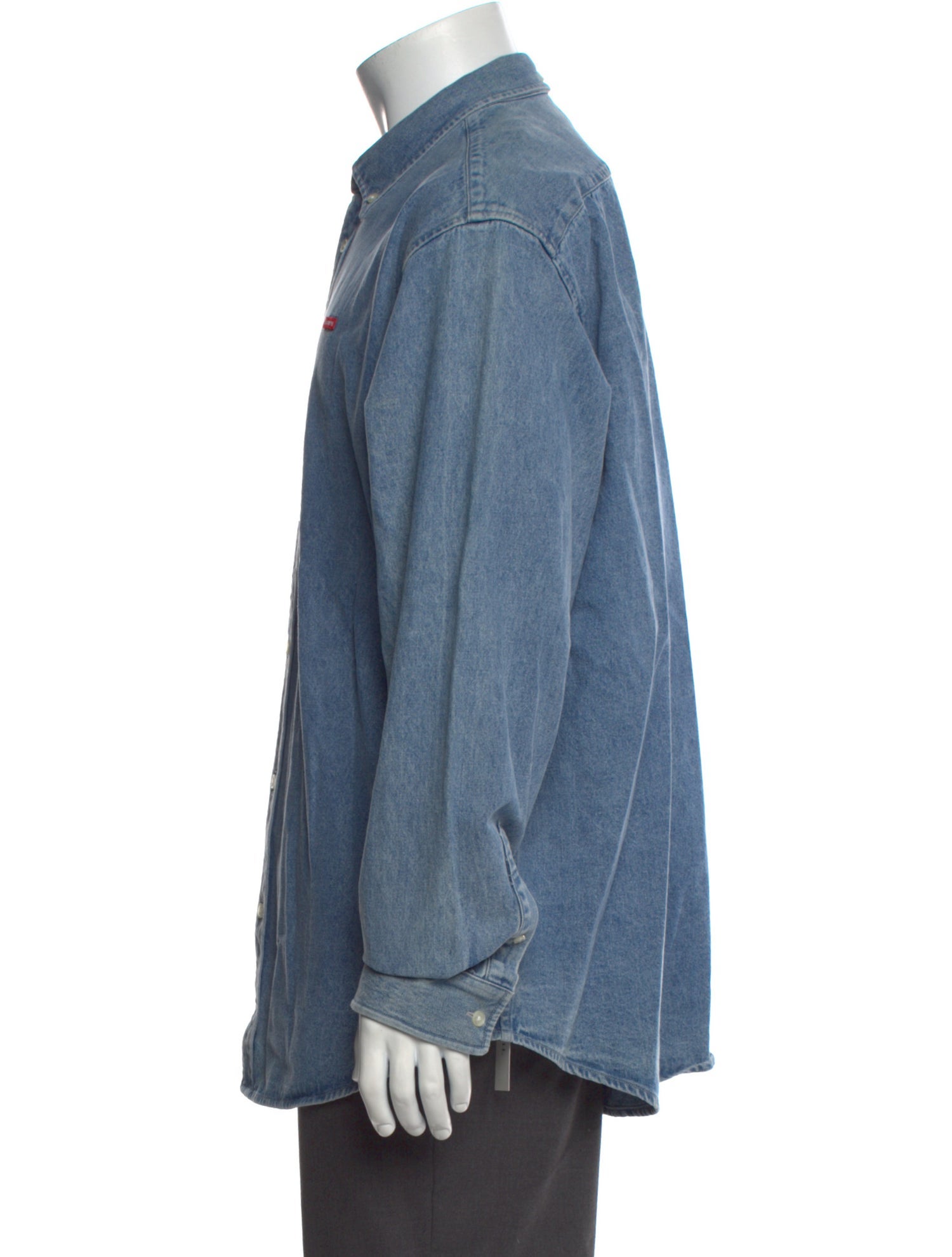 Supreme Small Box Logo Long Sleeve Long Sleeve Denim Shirt