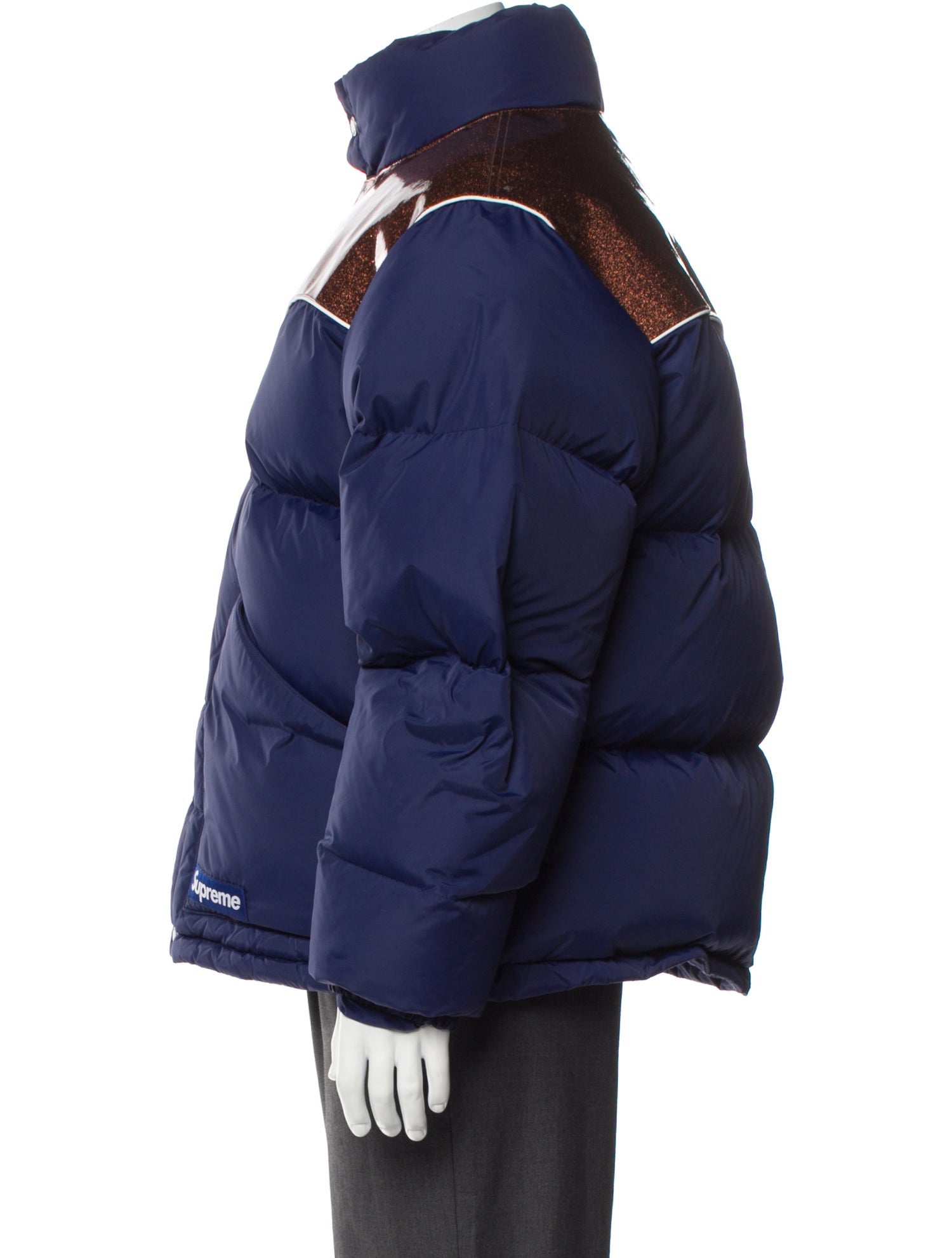 Supreme Colorblock Pattern Puffer Coat