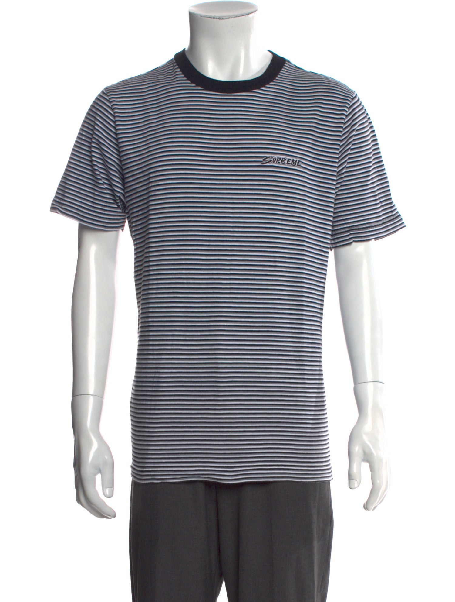 Supreme 2016 Striped Logo T-Shirt