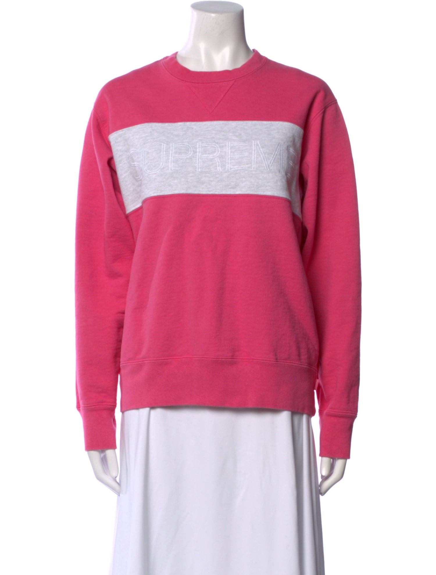 Supreme Colorblock Pattern Crew Neck Sweatshirt