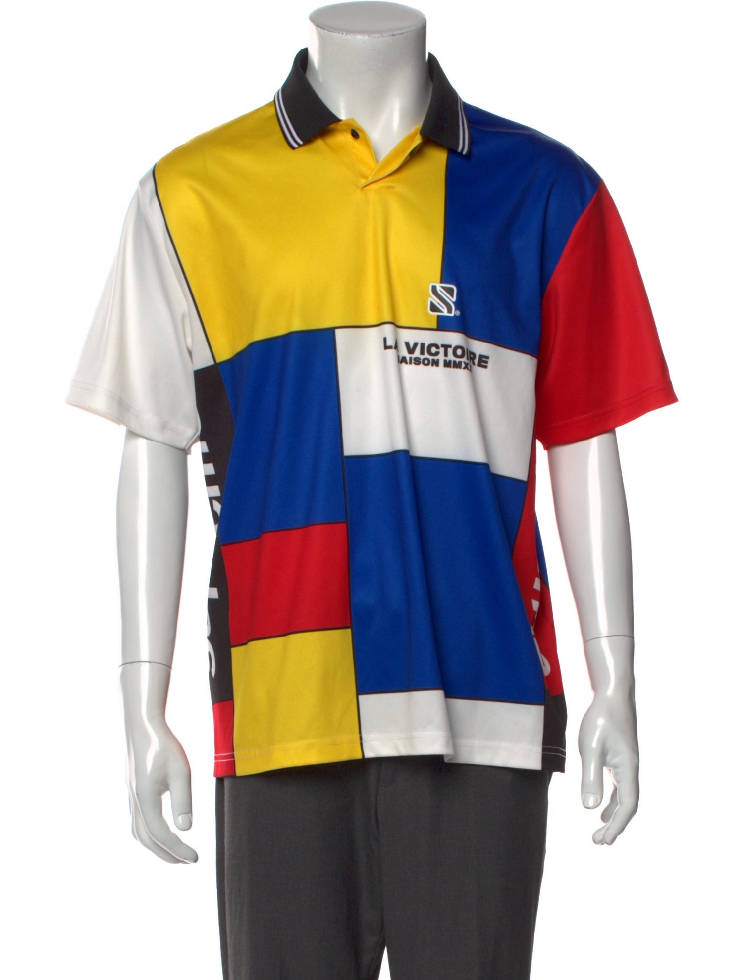 Supreme Colorblock Pattern Crew Neck Polo Shirt