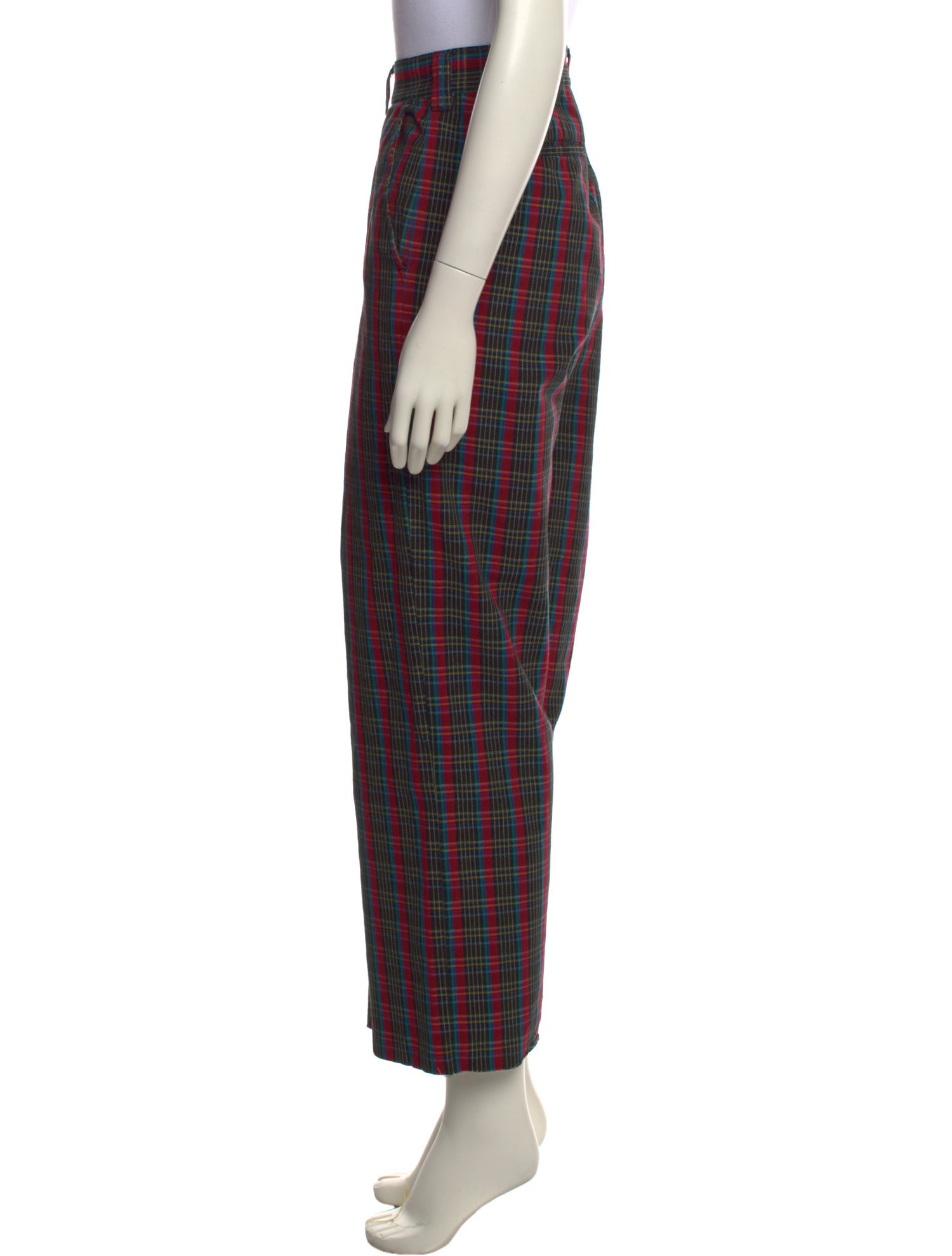Supreme Plaid Print Wide Leg Pants