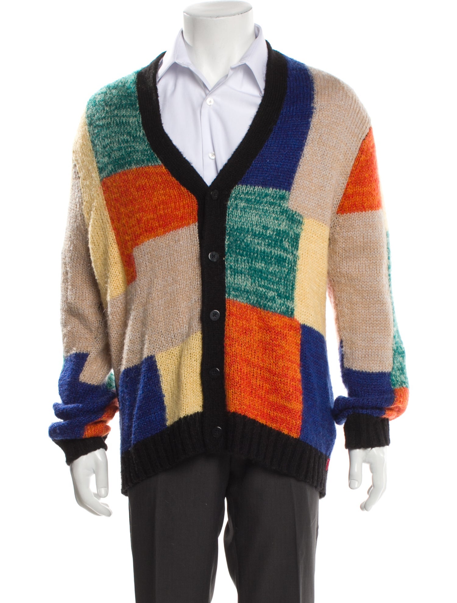 Supreme Colorblock Pattern V-Neck Cardigan