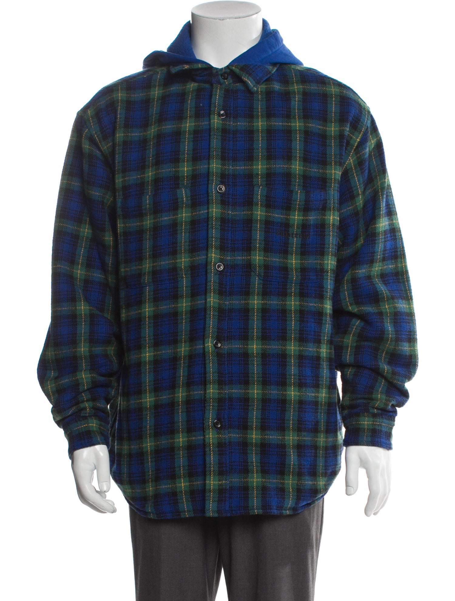 Supreme 2023 Tartan Flannel Hooded Shirt