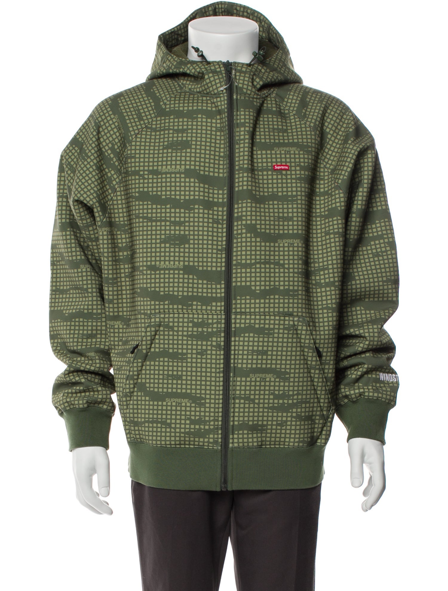 Supreme Small Box Logo WINDSTOPPER Zip Up Plaid Print Puffer Coat