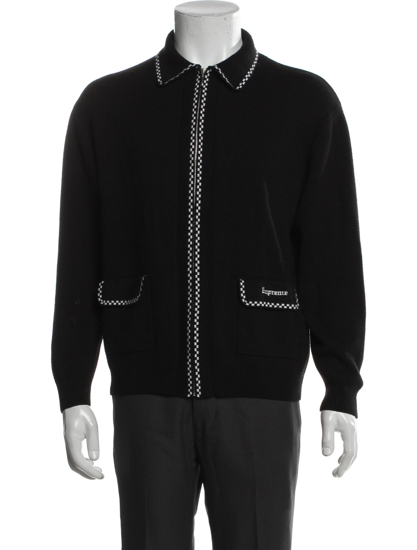 Supreme Signature Logo Graphic Print Polo Sweater