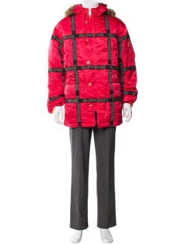 Pre-owned Supreme 2018 Logo Tape N-3b Parka Parka In Red