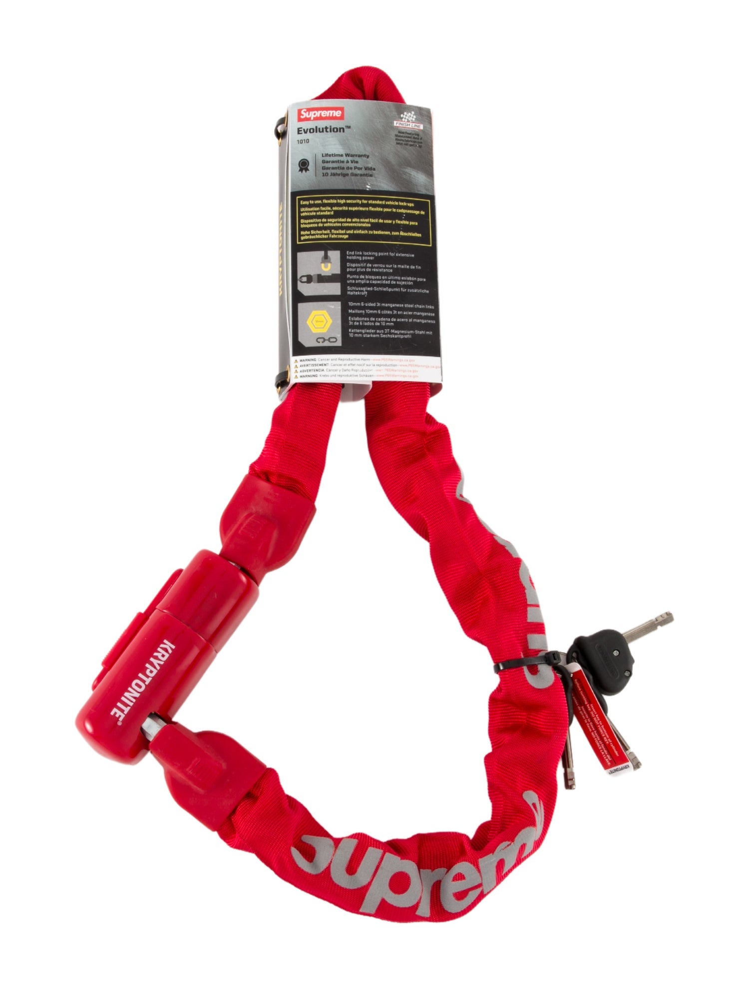 Supreme 2021 Kryptonite Integrated Chain Lock - Red Decorative