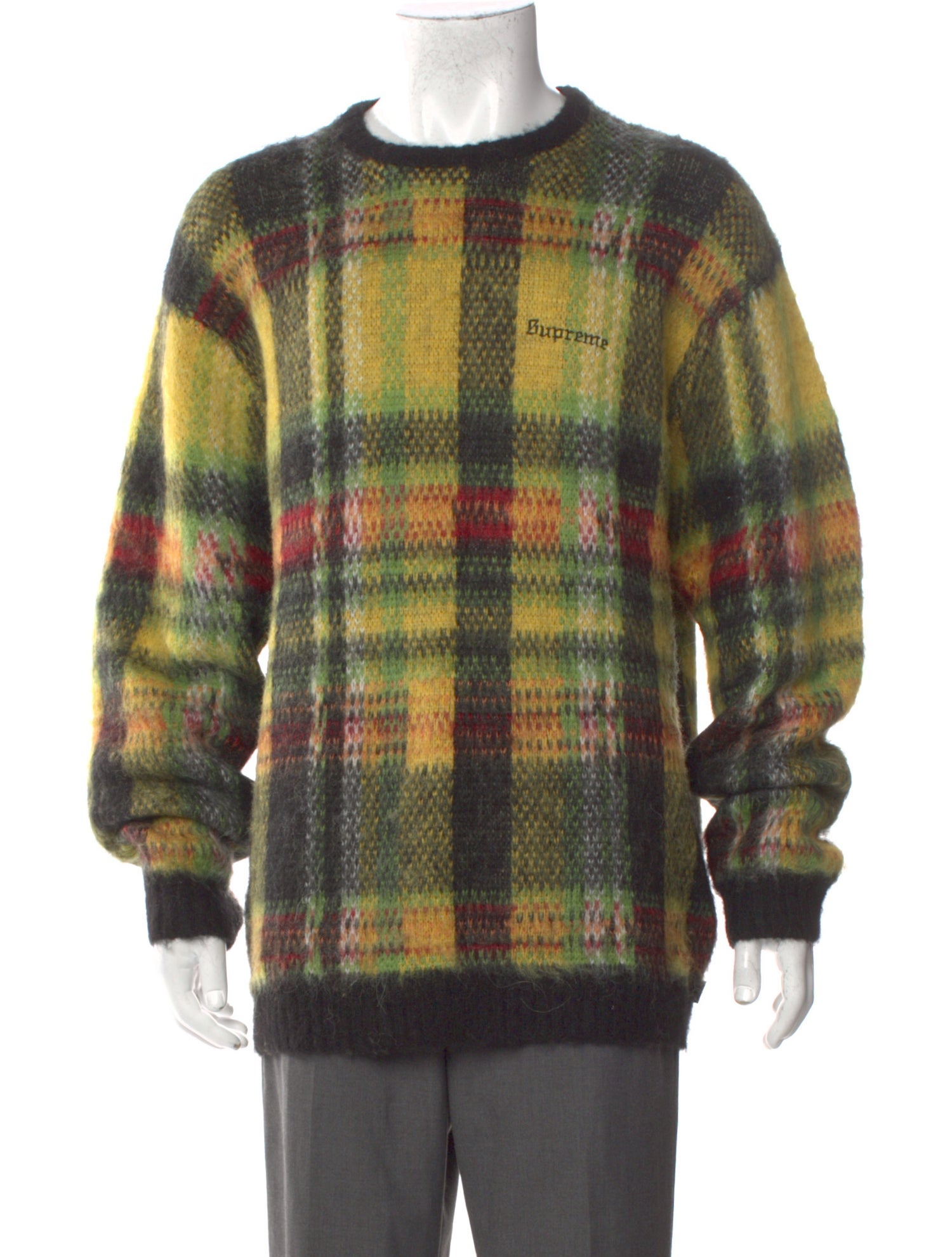 Supreme Plaid Print Crew Neck Cardigan